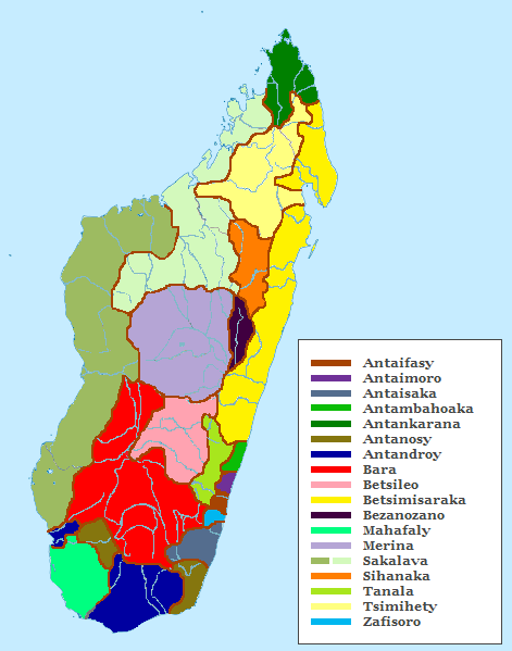 Mapa gru etnicznych Madagaskaru